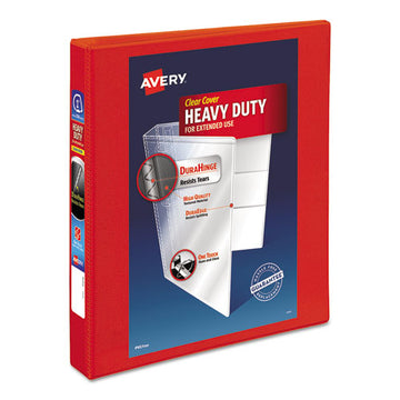 Avery® Heavy-duty View Binder With Durahinge And One Touch Ezd Rings, 3 Rings, 1" Capacity, 11 X 8.5, Red freeshipping - TVN Wholesale